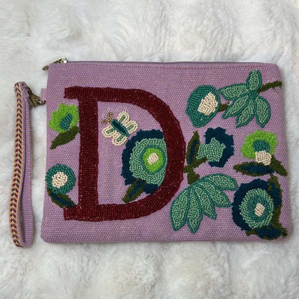 Personalized Initial Embellished Wristlet Pouch